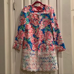 Lilly Pulitzer Flutter Blue Lucky Charm Eddison Coat Bright Floral - Medium